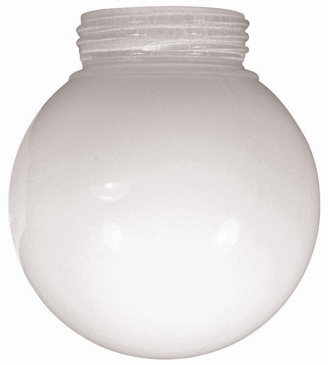 White glass globe pendant with ribbed neck and smooth spherical body