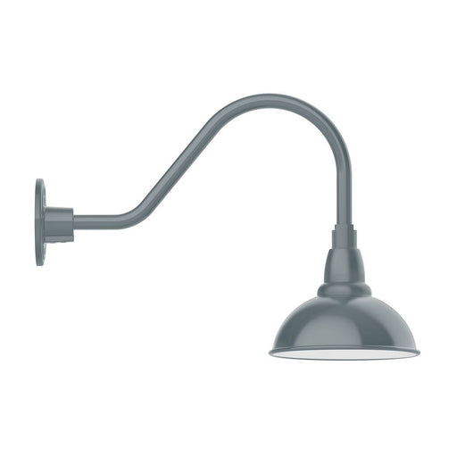 Slate gray gooseneck wall light with curved arm and bell-shaped dome shade