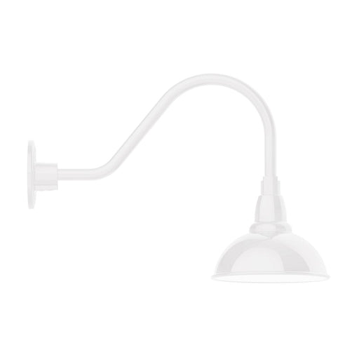 White LED gooseneck wall light with dome shade and curved arm