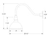 Deep Bowl 8" gooseneck wall light in Slate Gray Line Drawing
