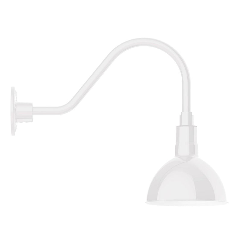 White LED gooseneck wall light with deep bowl shade and wall mount
