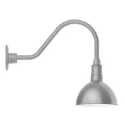 Painted galvanized gooseneck wall light with deep dome shade, gray finish