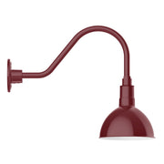 Barn red gooseneck wall light with deep dome shade