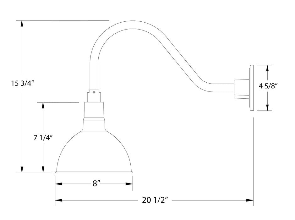 Deep Bowl 8" gooseneck wall light in Slate Gray Line Drawing