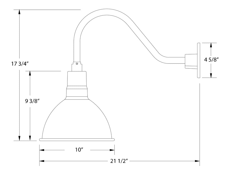 Deep Bowl 10" gooseneck wall light in Black Line Drawing