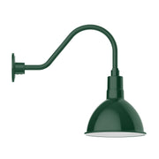 Forest green gooseneck wall light with deep bowl shade and round wall mount