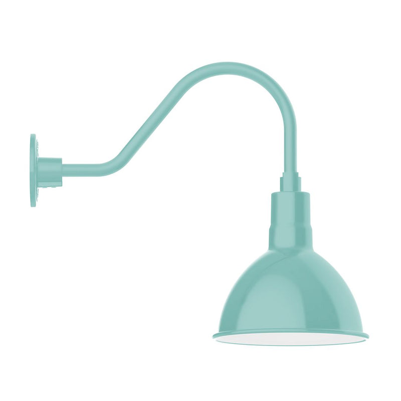 Sea green gooseneck wall light with deep bowl shade