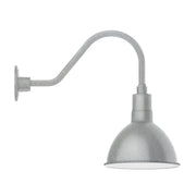 Painted galvanized wall light with gooseneck and deep dome shade, gray finish