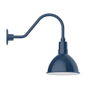 Navy LED gooseneck wall light with deep dome shade and curved arm