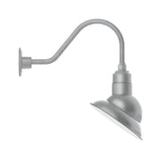 Painted galvanized LED gooseneck wall light with angled shade and mounting plate