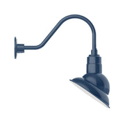 Navy LED gooseneck wall light with dome shade and mounting bracket