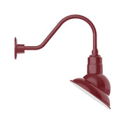 Barn red gooseneck wall light with angled shade and mounting base