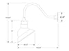 Emblem 10" LED Gooseneck Wall Light in Barn Red Line Drawing