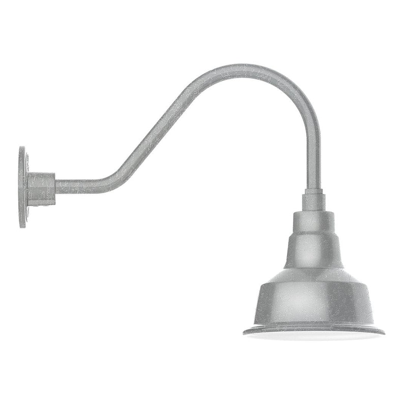 Painted galvanized gooseneck wall light with dome shade and curved arm
