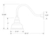 Warehouse 8" gooseneck wall light in Slate Gray Line Drawing