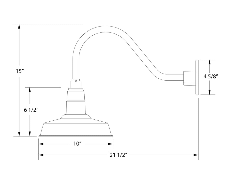 Warehouse 10" gooseneck wall light in Sea Green Line Drawing