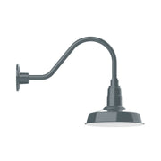 Slate gray gooseneck wall light with round backplate and dome shade