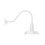 White gooseneck wall light with curved arm and dome shade