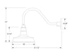 Warehouse 10" gooseneck wall light in Barn Red Line Drawing