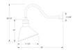 Angle 12" gooseneck wall light in Slate Gray Line Drawing
