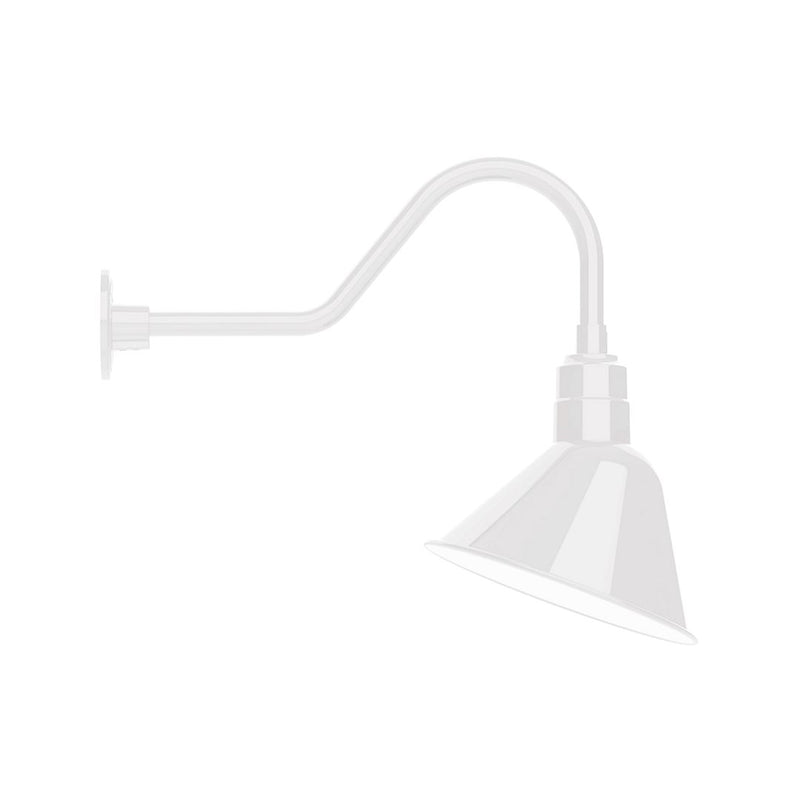 White LED gooseneck wall light with angled dome shade and flexible arm