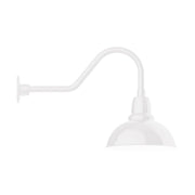 White gooseneck wall light with dome shade and curved arm