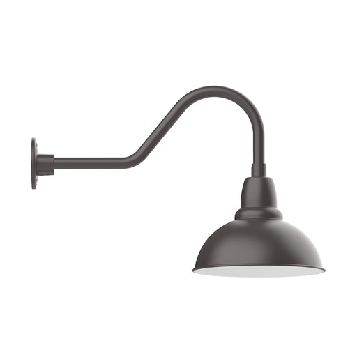 Bronze matte gooseneck wall light with dome shade and straight mounting base