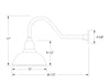 Cafe 12" LED Gooseneck Wall Light in Painted Galvanized Line Drawing