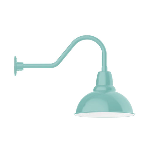 Sea green gooseneck wall light with dome shade and wall mount
