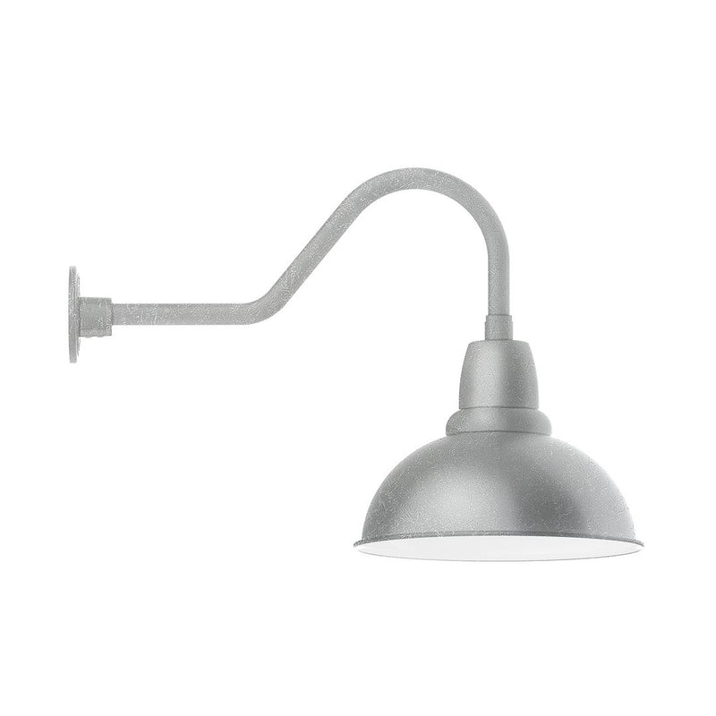 Cafe 14 in gooseneck wall light, painted galvanized cone shade and curved arm