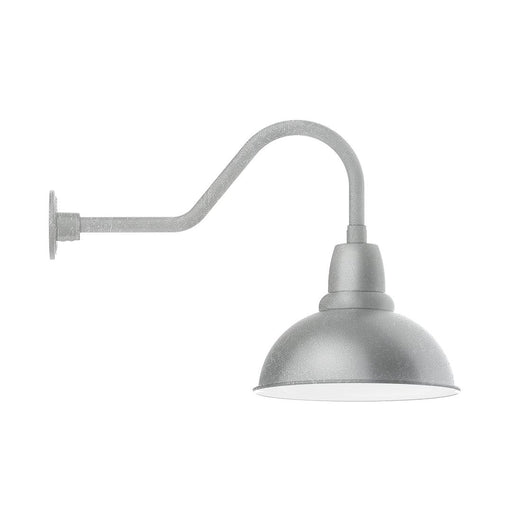 Cafe 14 in gooseneck wall light, painted galvanized cone shade and curved arm