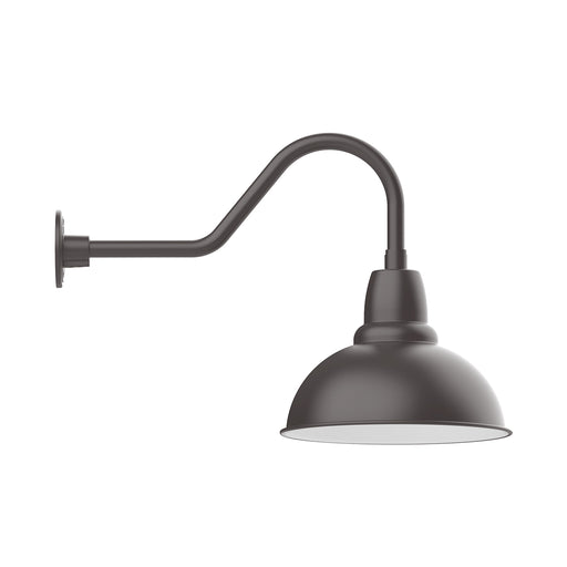 Bronze matte gooseneck wall light with dome shade and arched arm