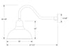 Cafe 14" LED Gooseneck Wall light in Navy Line Drawing