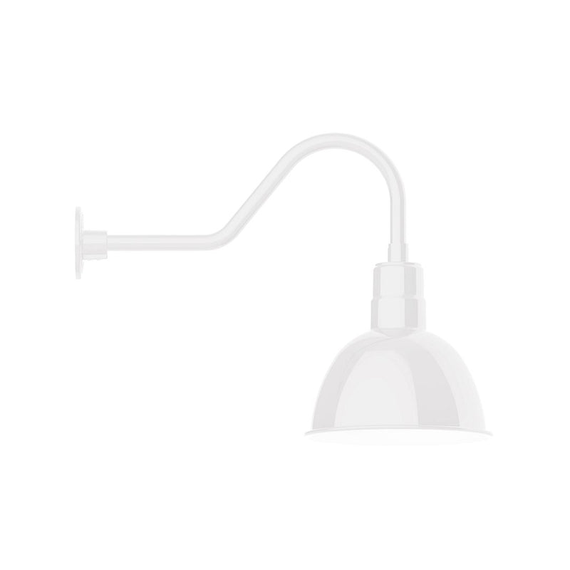 White gooseneck wall light with deep bowl shade and flexible curved arm