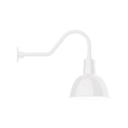 White gooseneck wall light with deep bowl shade and curved arm