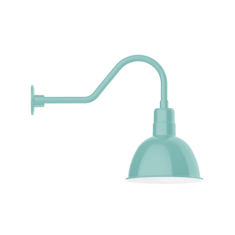 Sea green gooseneck wall light with deep bowl shade and wall mount arm