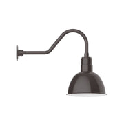 Bronze LED gooseneck wall light with deep bowl shade and wall mount