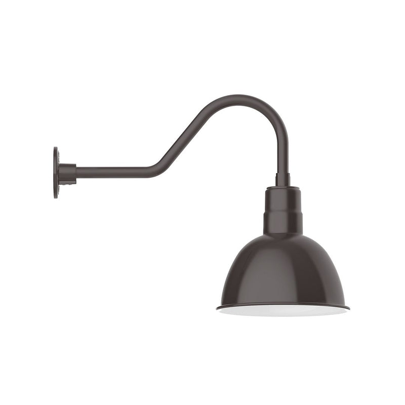 Bronze LED gooseneck wall light with deep bowl shade and wall mount