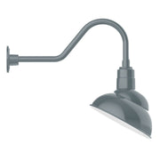 Slate gray gooseneck wall light with dome shade and wall mount bracket