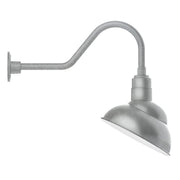 Painted galvanized gooseneck wall light with metal dome shade