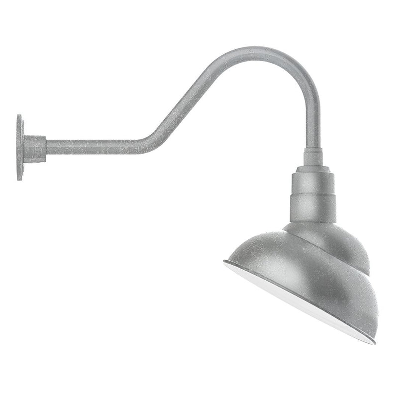 Painted galvanized gooseneck wall light with metal dome shade