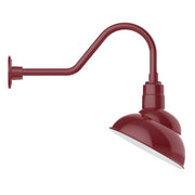 Barn red LED gooseneck wall light with dome shade
