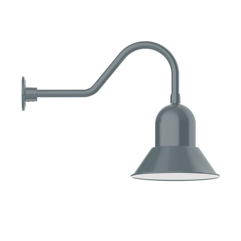 Slate gray gooseneck wall light with domed shade and wall mount