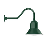 Forest green gooseneck wall light with bell shade and wall mount