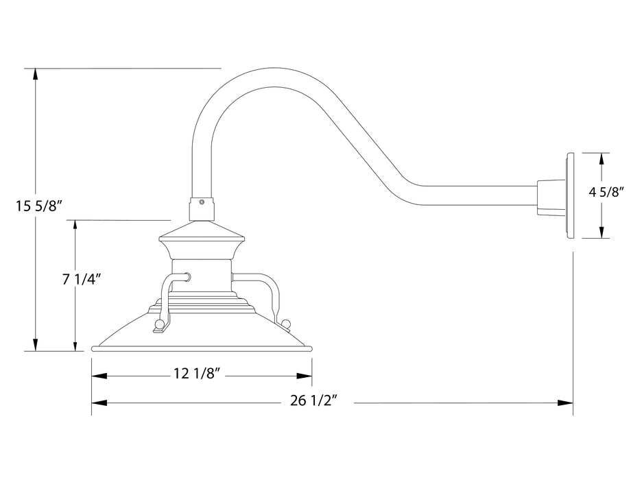 Homestead 12" gooseneck wall light in Black Line Drawing