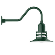 Forest green gooseneck wall light with bell shade and wall mount