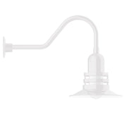 White gooseneck wall light with bell shade and frosted glass diffuser