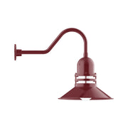 Barn red gooseneck wall light with bell shade and wall mount