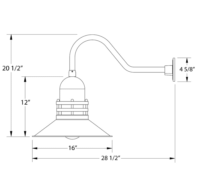 Atomic 16" gooseneck wall light in Slate Gray Line Drawing
