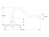 Radial 12" gooseneck wall light in White Line Drawing